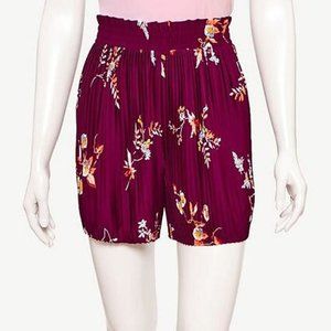 ANN TAYLOR FACTORY sz 8 plum foral pleated shorts